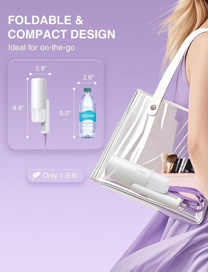 CLEVAST Steamer for Clothes, Portable Garment Steamer, Handheld Foldable Travel Size, Wrinkle Remover, 30-Second Fast Heat Up, 1000W Powerful Steam Output, 120V Only