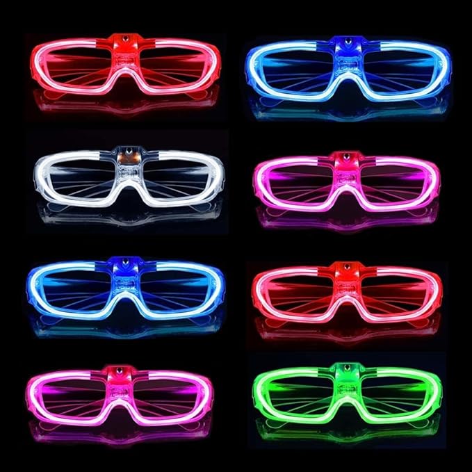 BouQuw 25 Packs LED Glasses Mardi Gras Party Supplies ,5 Neon Colors,3 Light Modes Light up Glow Sticks Glasses Toys Party...