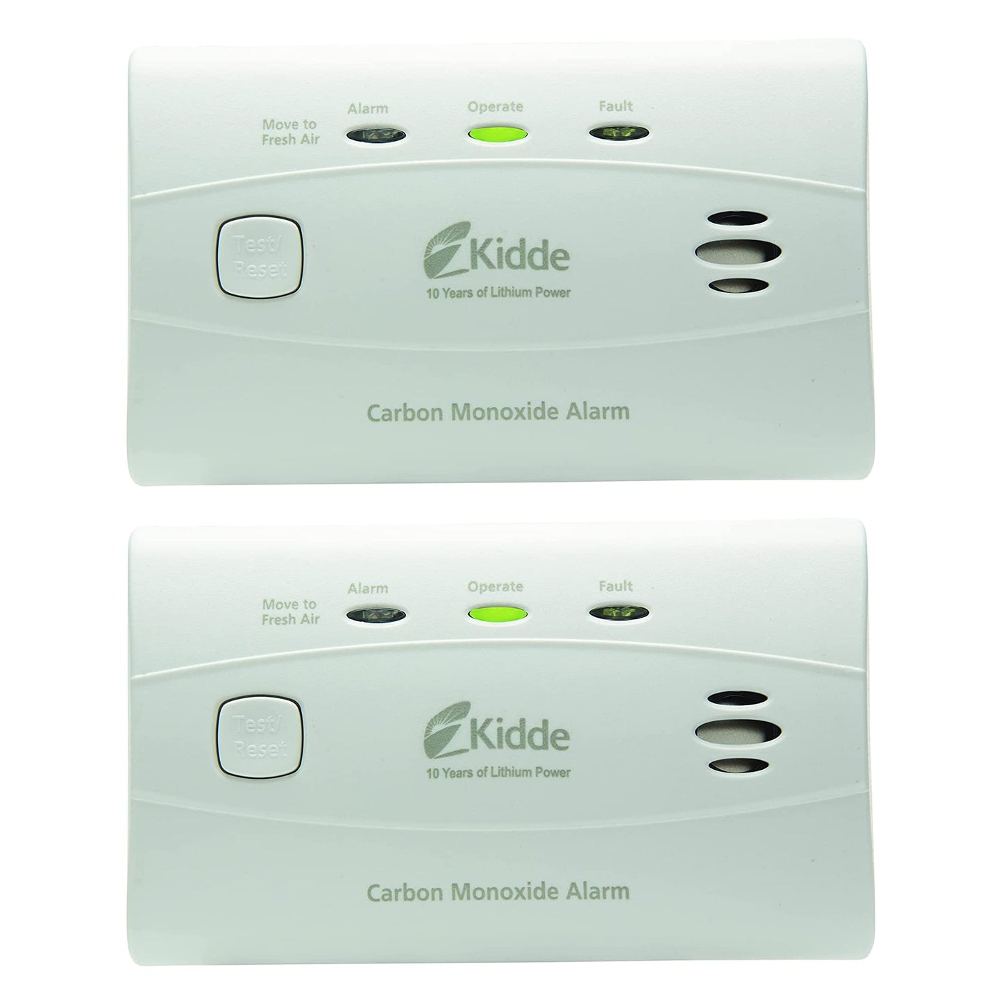 Kidde Carbon Monoxide Detector with 10-Year Battery, 3 LEDs, Replacement Indicator, Test-Reset Button, 2 Pack