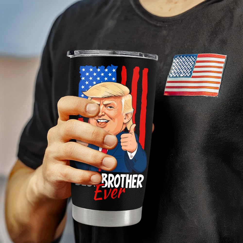 wowcugi Best Brother Ever Tumbler 20oz, Trump Brothers Gifts for Birthday Christmas Anniversary Valentines Mothers Day, Gift for Brother from Sisters Siblings