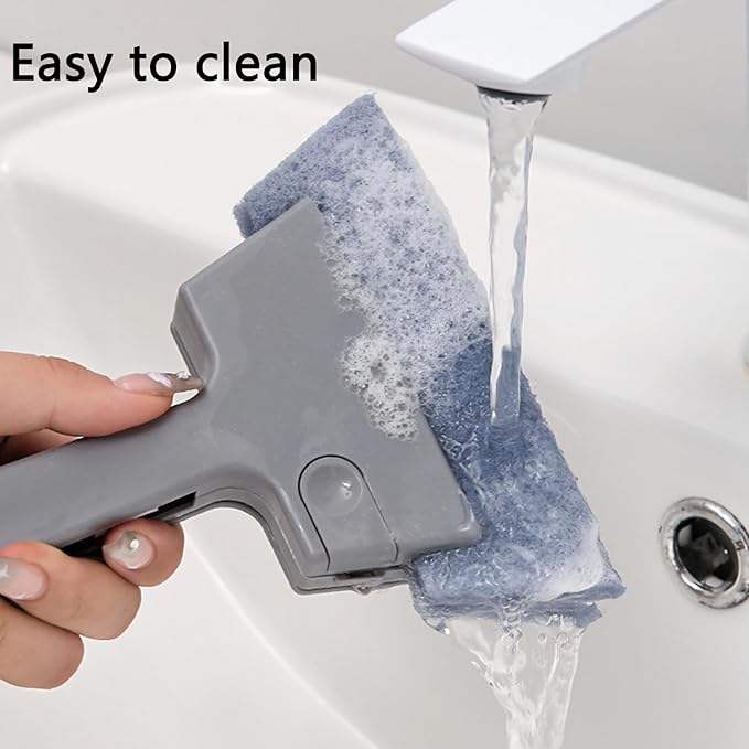 Window Track Cleaner Tool, 3Pcs 4-in-1 Groove Cleaning Brush (with Bristle Brush, Gap Dustpan, Scraper) + 4pcs Replacement Cloth, Washable Cleaning Gadgets for Sliding Door, Sill, Car Vents