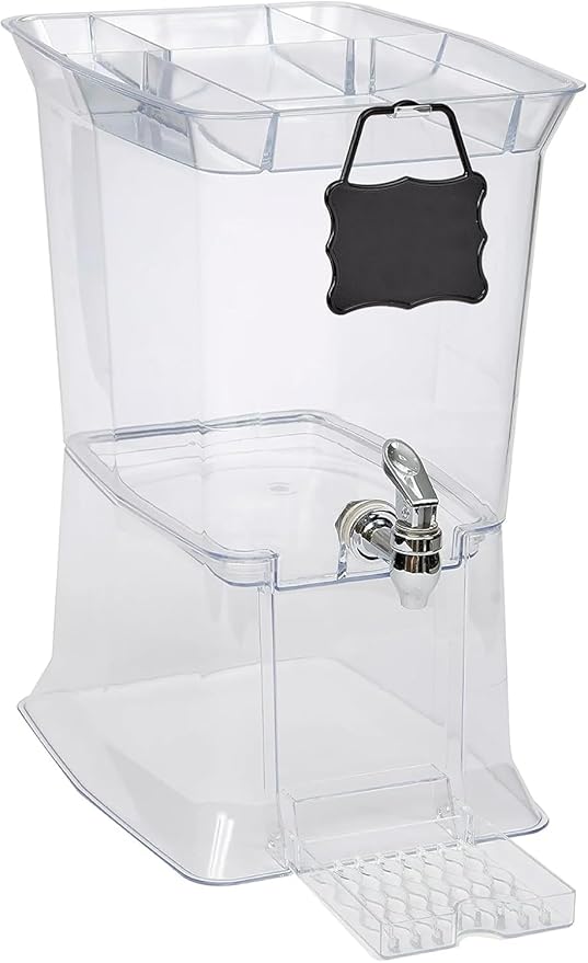 Buddeez Tritan Beverage Dispenser with Party Top Lid and Drip Tray - 2.5 Gallon Drink Dispenser - Drink Dispenser - BPA Free