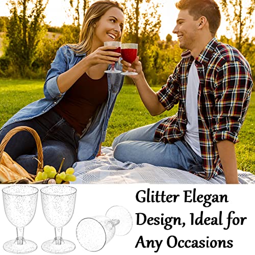 SiliFine 50 Pack 5.7 oz Disposable Plastic Wine Glasses Clear Plastic Wine Glasses for Parties Clear Goblets Cocktail Cups...