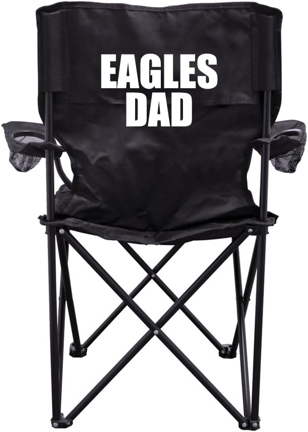 VictoryStore Outdoor Camping Chair - Eagles Dad Black Folding Camping Chair with Carry Bag