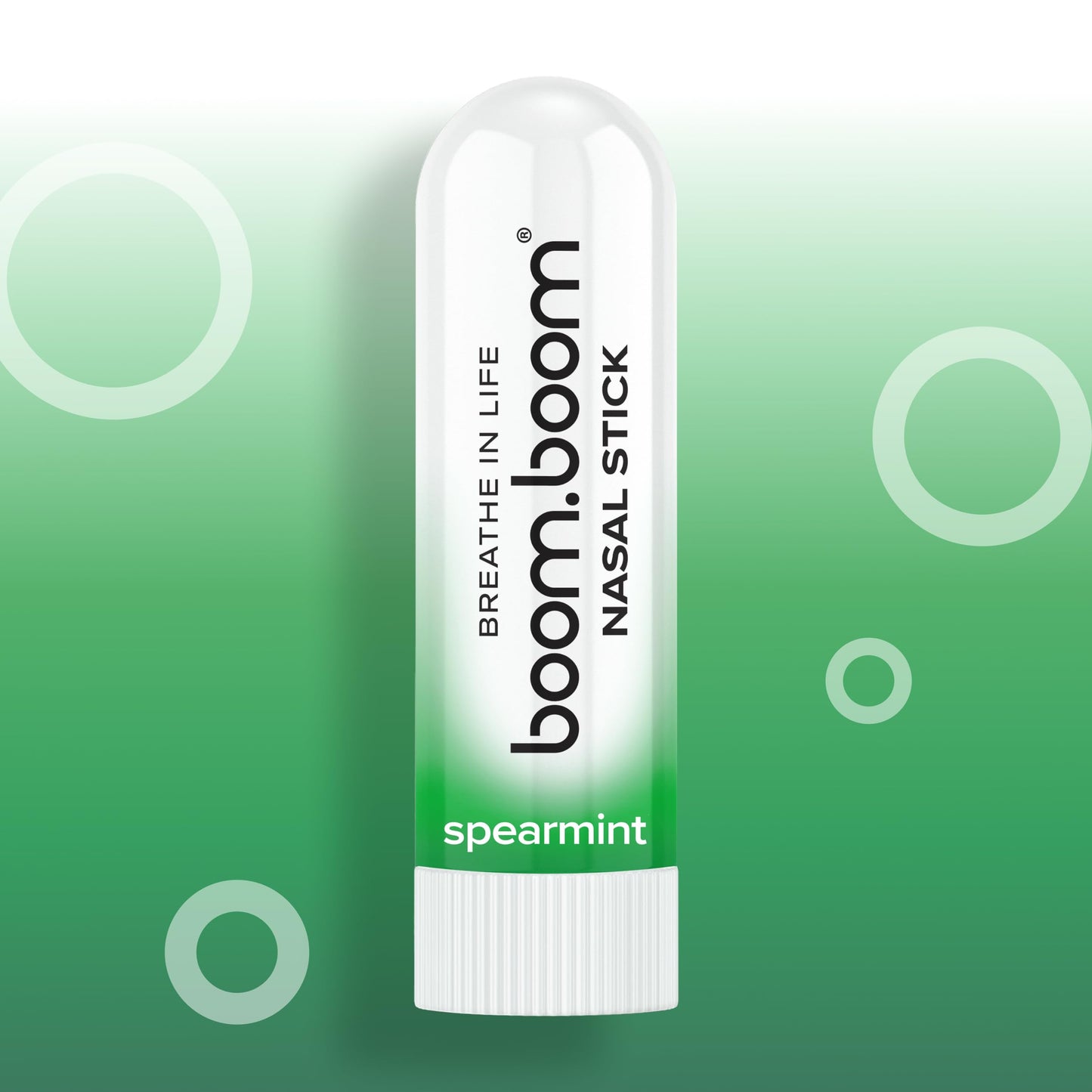 BoomBoom Nasal Stick | Vapor Flow Technology | Cool Refreshing Sensation | Natural Mood Boost | Simple Ingredients | Essential Oils + Menthol Inhaler (Spearmint)