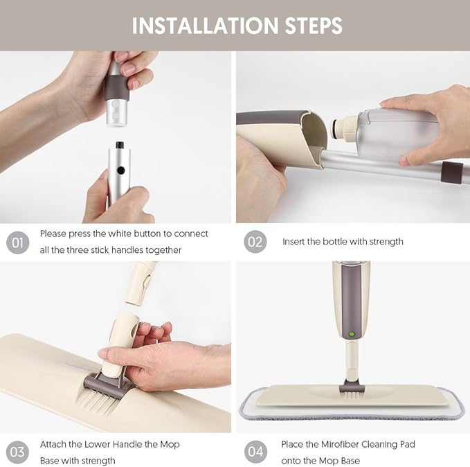 Spray Wet Mops for Hardwood Floor Cleaning: MEXERRIS Dust Dry Mop with 3 Washable Pads for Swiffer Powermop - Wood Floor Mop with Spray Home Commercial Use for Hardwood Laminate Ceramic Tiles