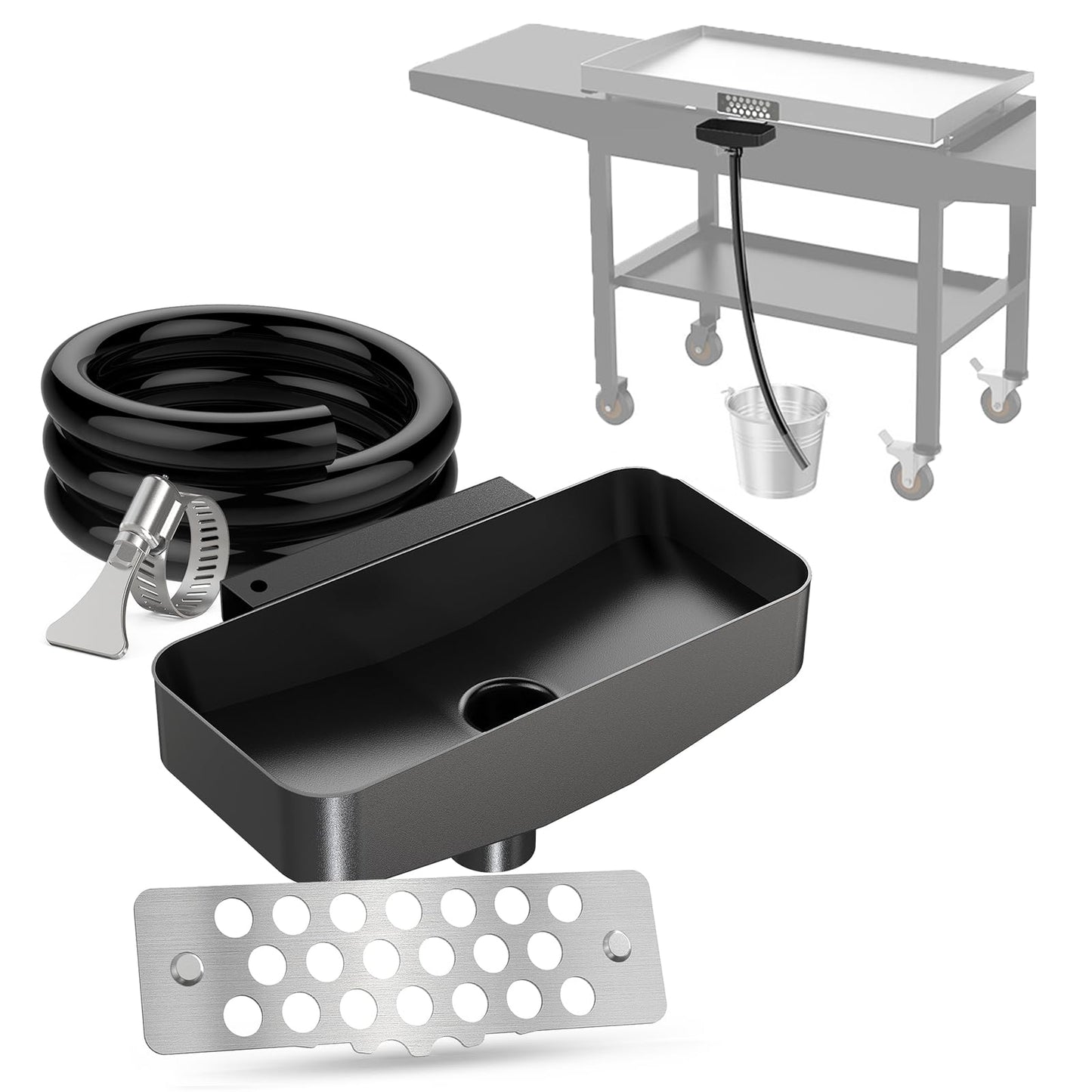 Upgrade Rear Blackstone Grease Catcher, Grease Trap with Separate Magnetic Grease Gate for Blackstone,Innovative Griddle Accessories,Compatible with 36" Grill Plate