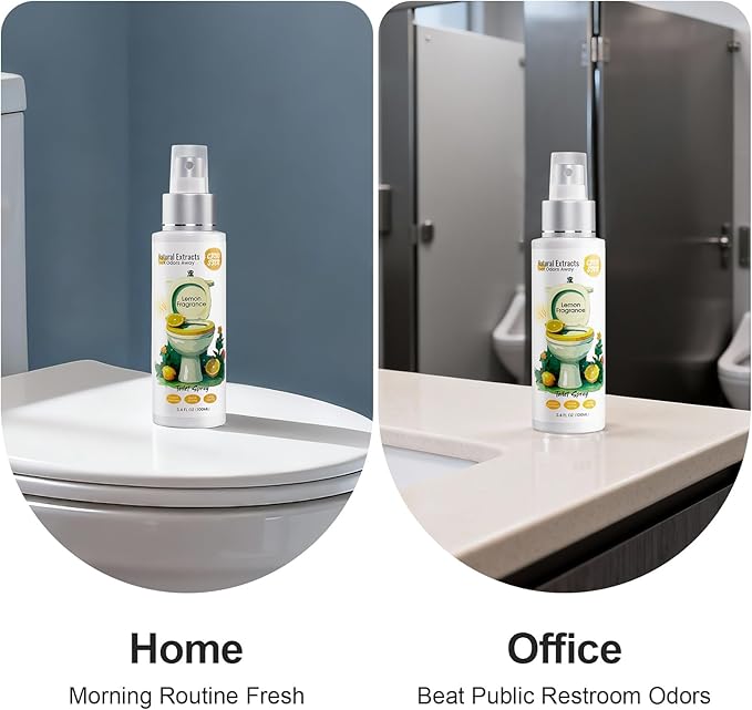 Toilet Spray Bathroom Deodorizer : Natural Essential Oil Odor Eliminator Pre and Post Use for Women & Men Home Travel 2 Pack