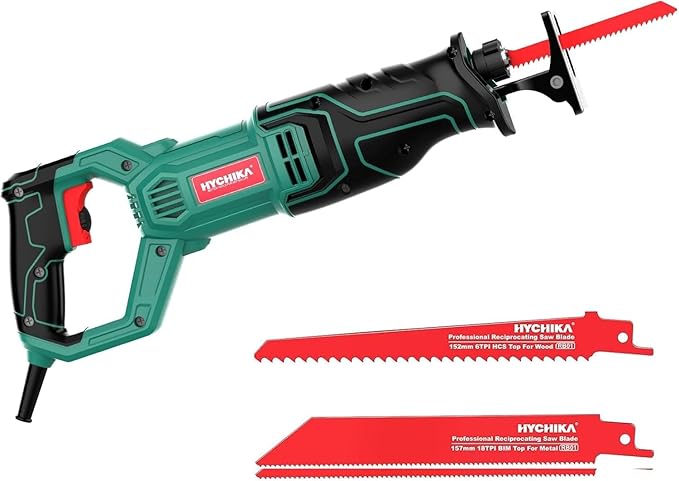 HYCHIKA Heat Gun,Orbital Sander 3.8Amp 450W,6.2A Mini Circular Saw,Reciprocating Saw,180W Rotary Tool,50W LED Work Light,6-Tool Power Tool Combo Kit