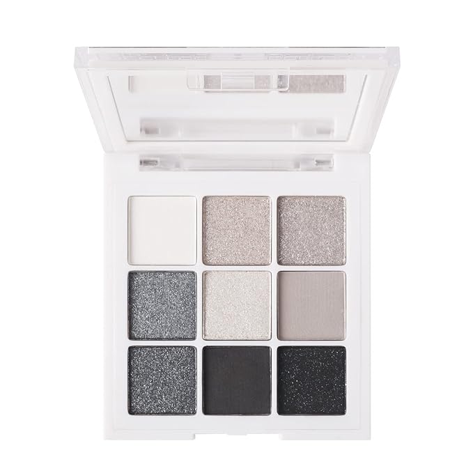 MEICOLY 9 Colors Glitter Eyeshadow Palette for Halloween Elphaba Makeup,Upgraded Black Smokey Gray Silver Eyeshadow,Shimmer Matte Eye Shadow Eye Makeup with Mirror sombras negra para ojos para de ojos