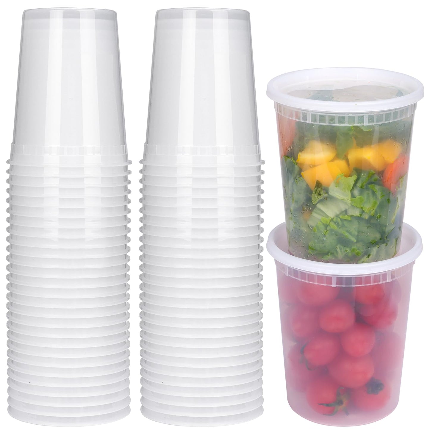 Moretoes 60 Sets 32 Oz Soup Containers with Lids, Deli Containers with Lids, Heavy-Duty Microwaveable Airtight Container for Soups, Leftovers, Sauces