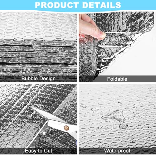MYFAMIREA Double Reflective Insulation Roll 23.6IN x 10FT Bubble Aluminum Foil Sheet Thermal Insulation for Summer Heat, 3...