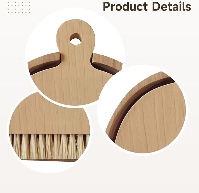 Dustpan and Brush Set, Wood Handheld Broom for Easy Cleaning, Compact Desk Kit, Ideal for Kitchen, Office, and Workshop Use