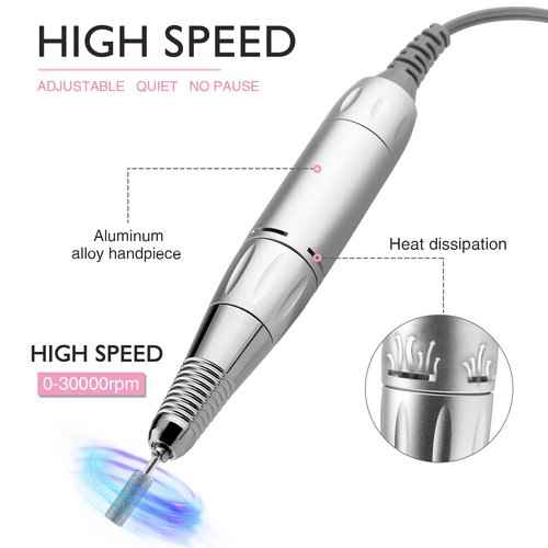 30000RPM Portable Nail Drill Machine with Professional Ceramic Nail Drill Bits