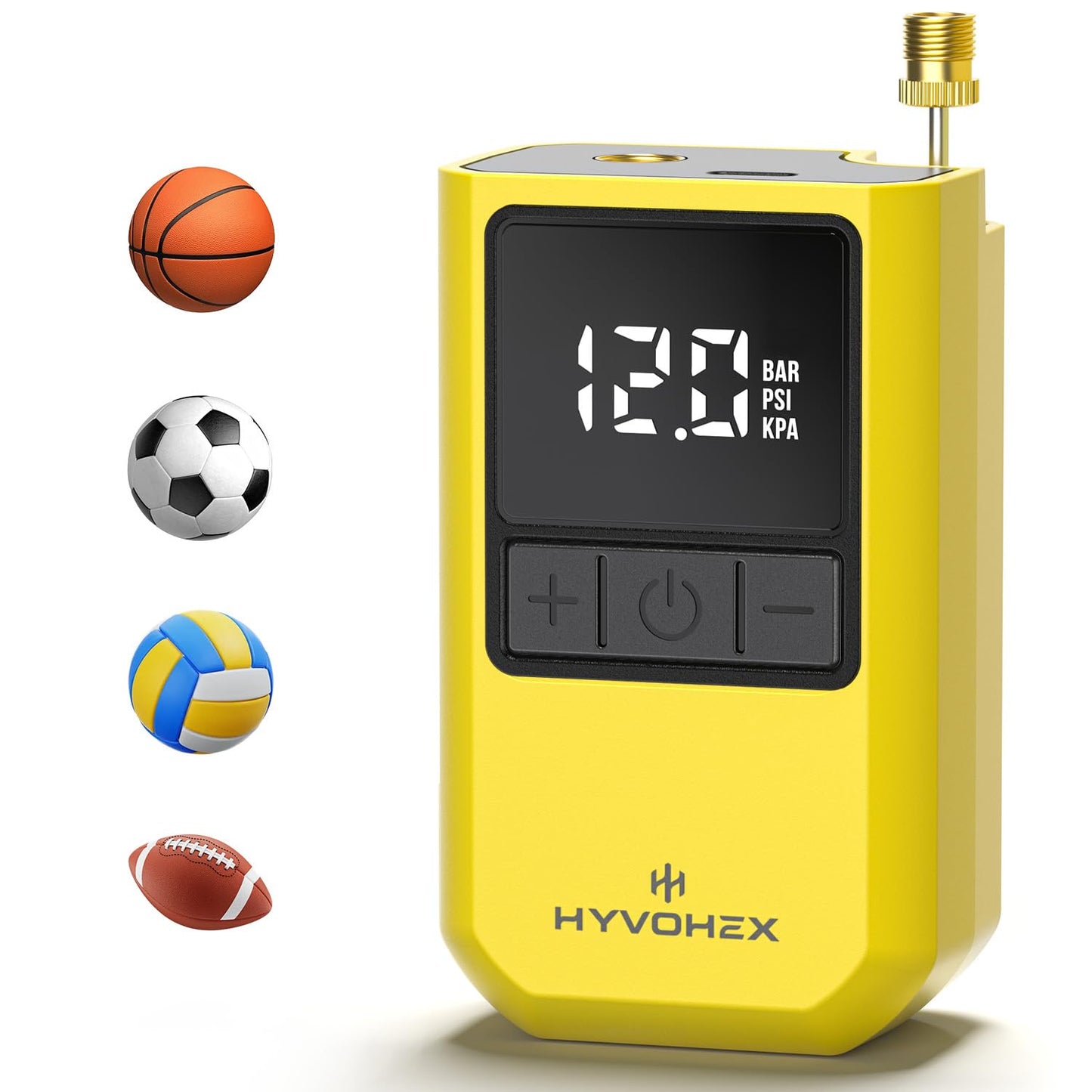 Ball Pump for Sports Balls, HYVOHEX Portable Electric Basketball Pump Ultra Fast Inflation, with Digital LED Display Air Pump for Balls, Preset Pressure with Ball Needle for Soccer, Volleyball
