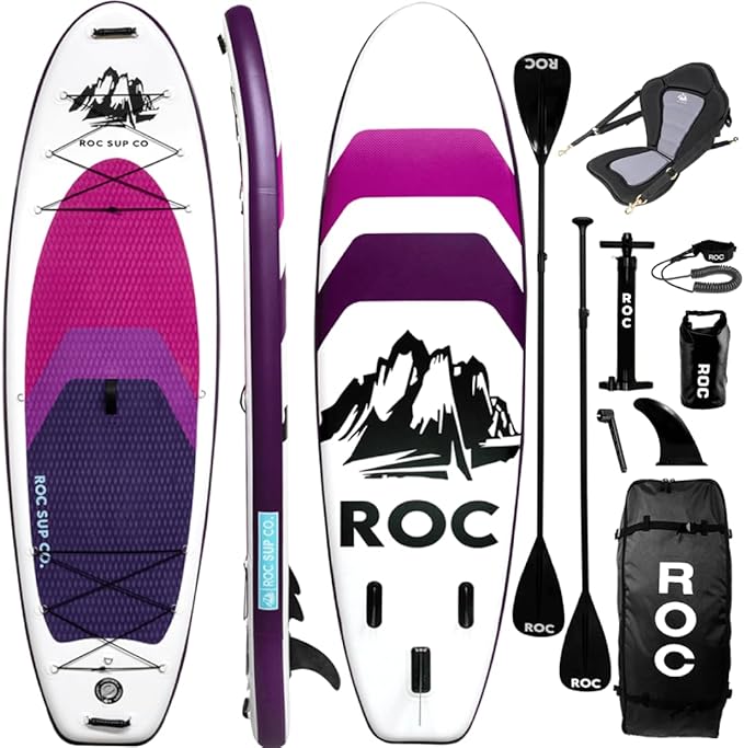 Roc Inflatable Stand Up Paddle Board 10' 6" with Premium SUP Paddle Board Accessories, Wide Stable Design, Non-Slip Comfor...