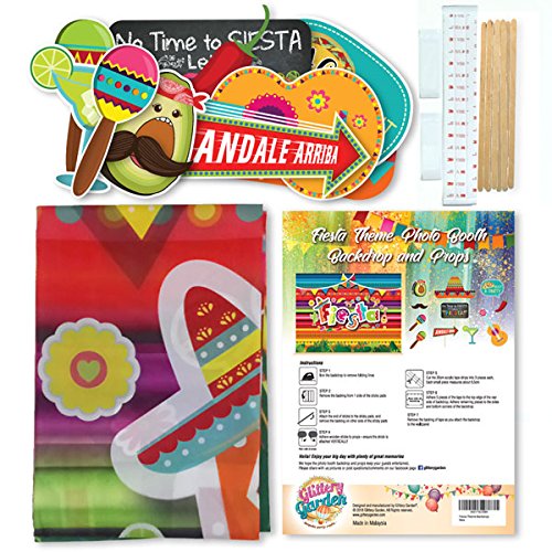 Fiesta Theme Photography Backdrop & Studio Props Kit, Cinco De Mayo Party Decorations, Mexican Photo Booth Background for Pictures, Summer Pool Mexicana Birthday Party Supplies