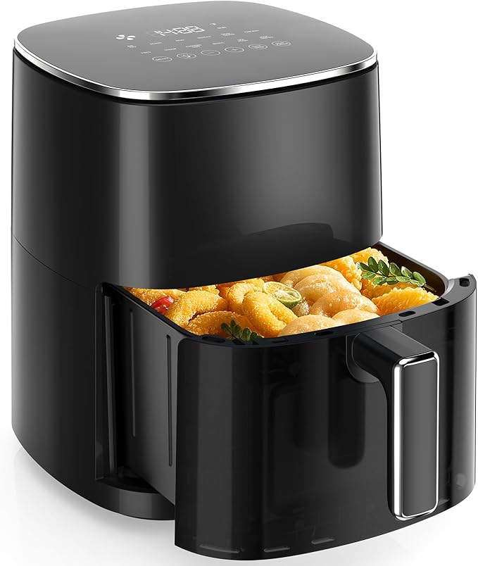 Sweetcrispy 6QT Air Fryer with Window, Square Airfryer Oven 12-in-1 for Family, 400°F Rapid Air Crispy Technology, Roast Bake Dehydrate, Nonstick & Easy-Clean Basket