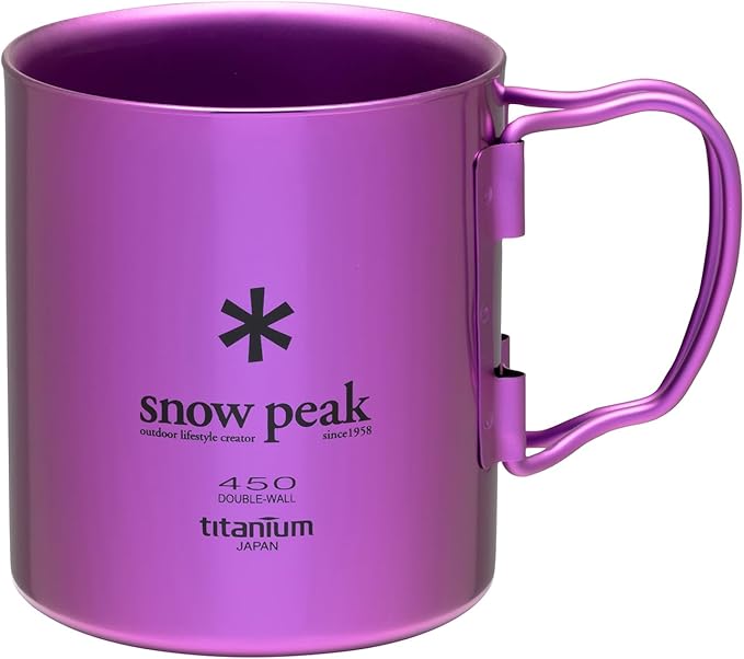 Snow Peak’s Ti-Double 450 Mug, Japanese Titanium, Made in Japan, Ultralight for Camping and Backpacking, Lifetime Product ...