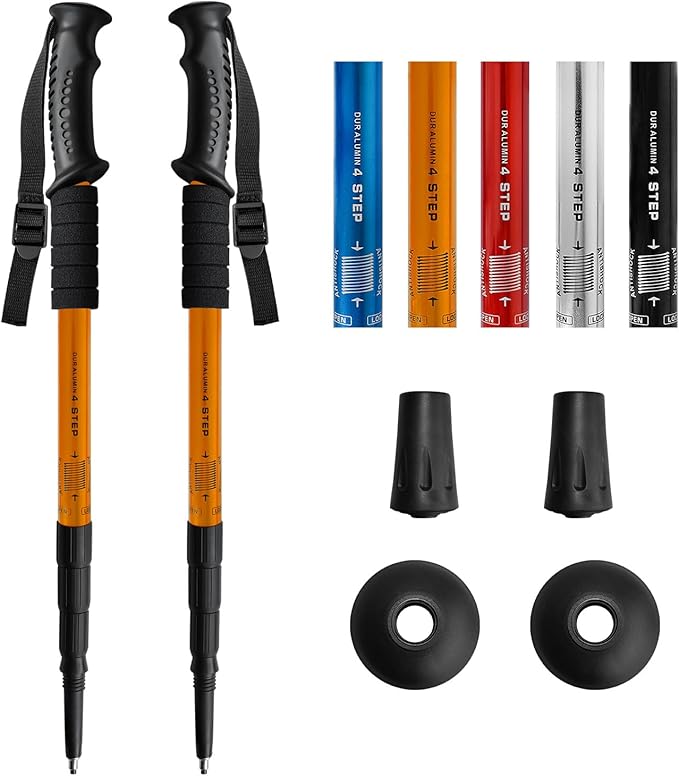 Ynaize 2 Pack Hiking Poles for Junior, Nordic Walking Trekking Pole Hiking Sticks Lightweight Collapsible & Shock-Absorben...
