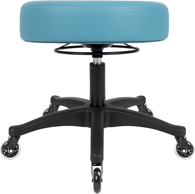 TAKE UR SEAT® All-Purpose Stools with Adjustable Seat and Easy Clean Performance Fabrics for Cleanroom Lab Medical Office Classroom Shop Garage Spa Massage Tattoo(Blade Wheels) (17" Blue)