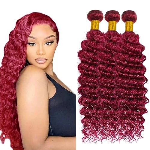 Dark Burgundy Bundles Human Hair 99J Deep Wave 3 Bundles 22 22 22 inch Vinmdonm 8A Brazilian Virgin Hair Extensions Red Bundle