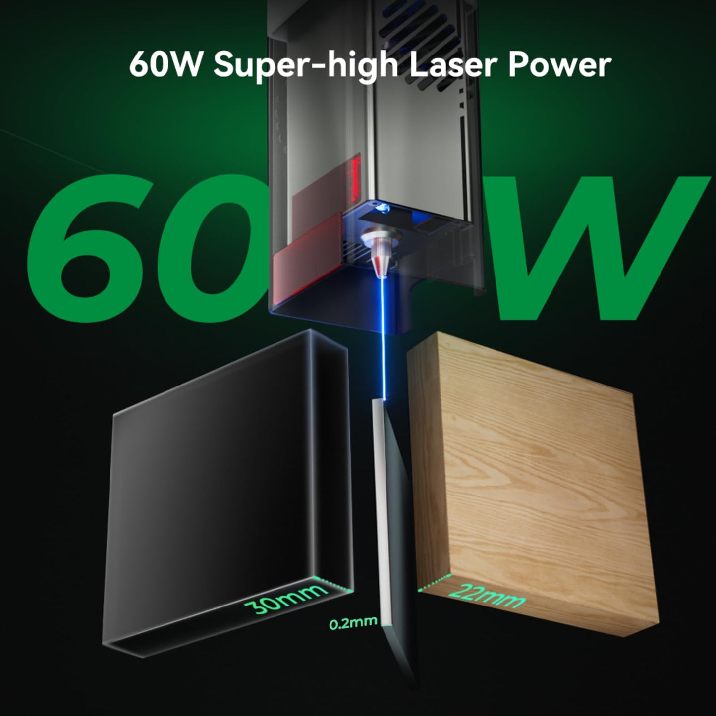 Creality Falcon2 Pro 60W Laser Engraver-Desktop Diode 240000mW Output with Integrated Enclosure, Camera&Air Assist for Batch Process, 700mm/s, Laser Cutter and Engraver Machine for Wood/Acrylic