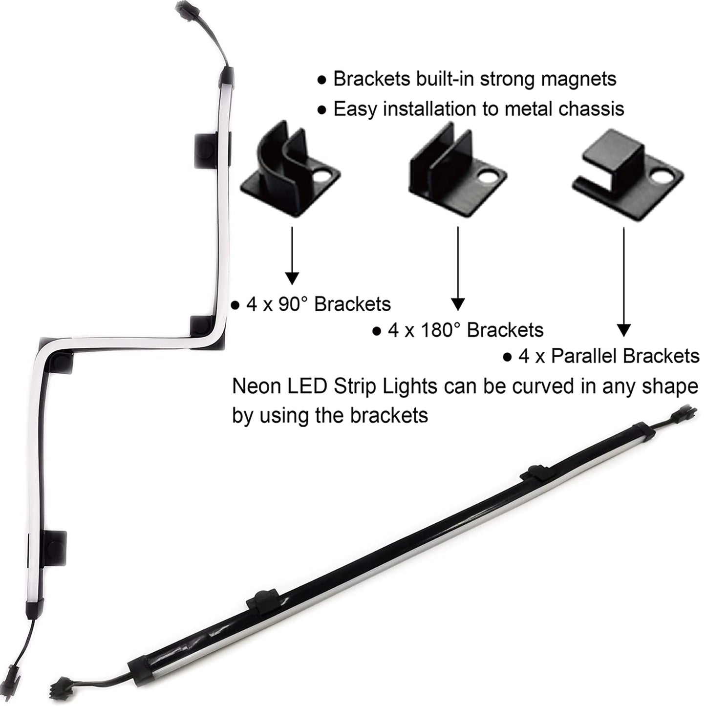 airgoo Addressable RGB PC LED Strip, AG-NEON-LS1 Diffused Silicon Rubber Tube Neon Strip, for 5V 3-pin argb Header or AG-DRGB16 SignalRGB Controller(Not Included), Come with Magnetic Brackets