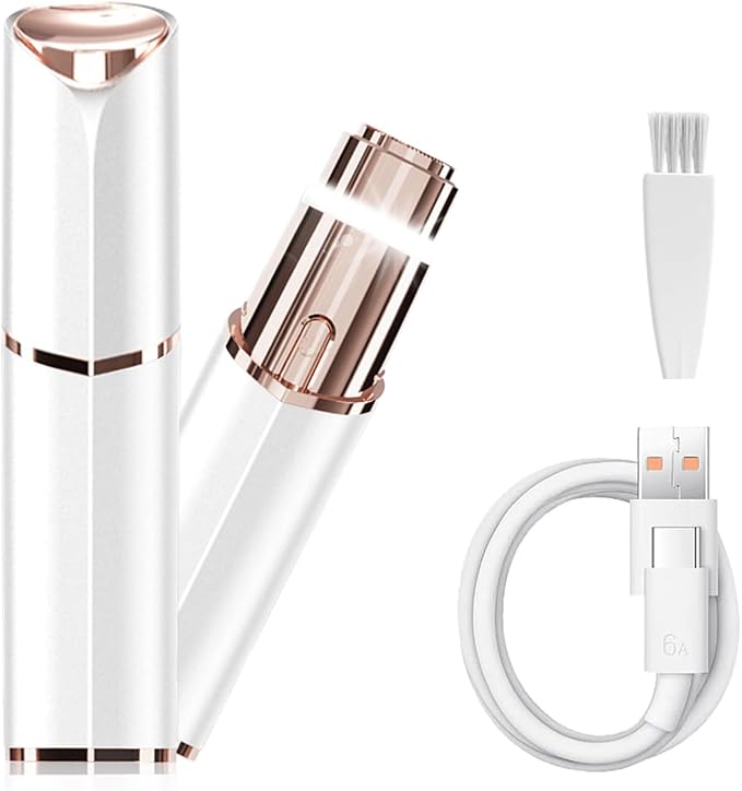 Facial Hair Removal for Women - Electric Face Hair Remover for Peach Fuzz - Rechargeable Lady Shaver Removal Device for Lips Chins Armpits Neck Painless Face Razor with LED Light for Travel