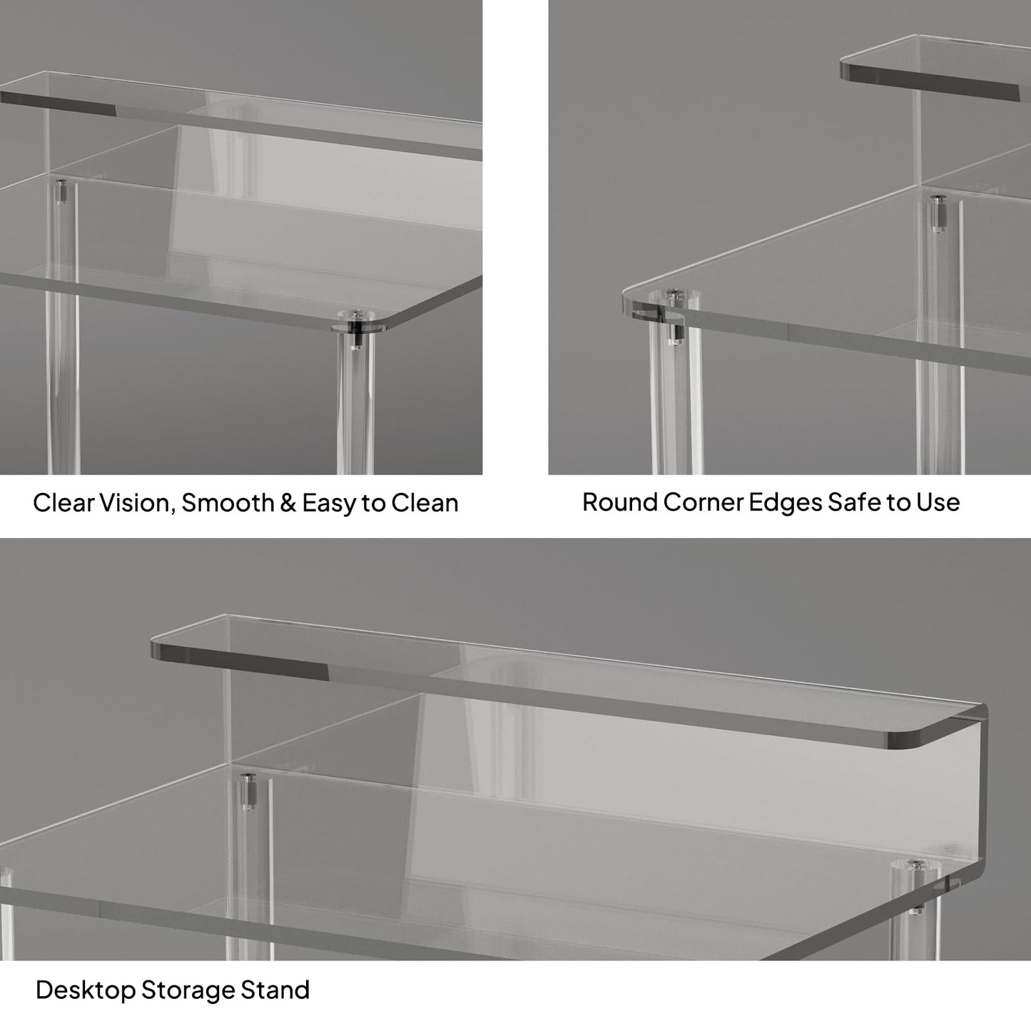Eglaf Acrylic Small Vanity Desk - 23.6'' L x 15.8'' W x 33.9'' H - Modern Makeup Vanity Table with Desktop Stand - Acrylic Makeup Table Dressing Table for Small Spaces, Bedroom, Cloakroom (Clear)