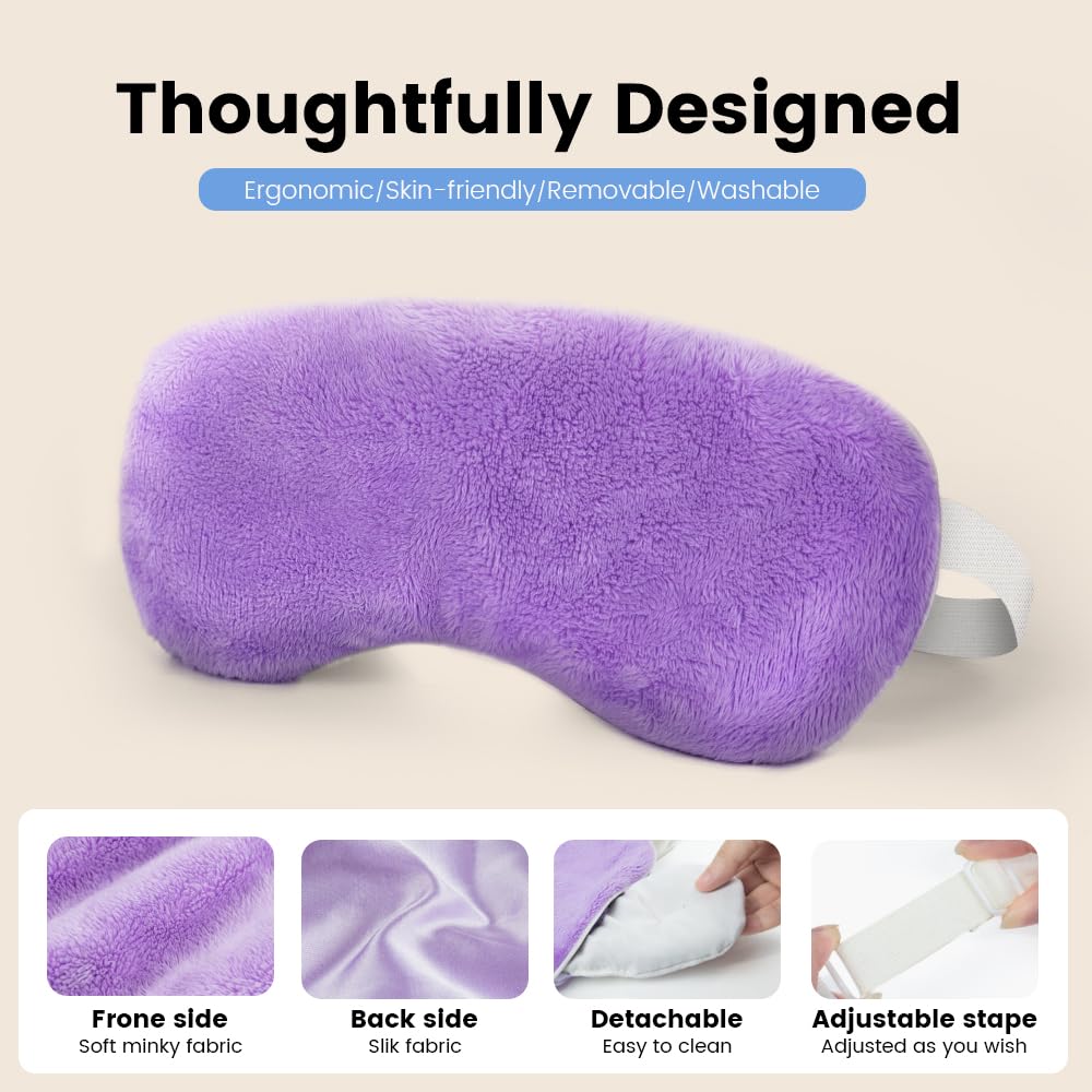 Microwave Heated Eye Mask, Steam Warm Compress for Dry Eyes, Work with Relieve, Blepharitis & Stye Treatment (Purple)