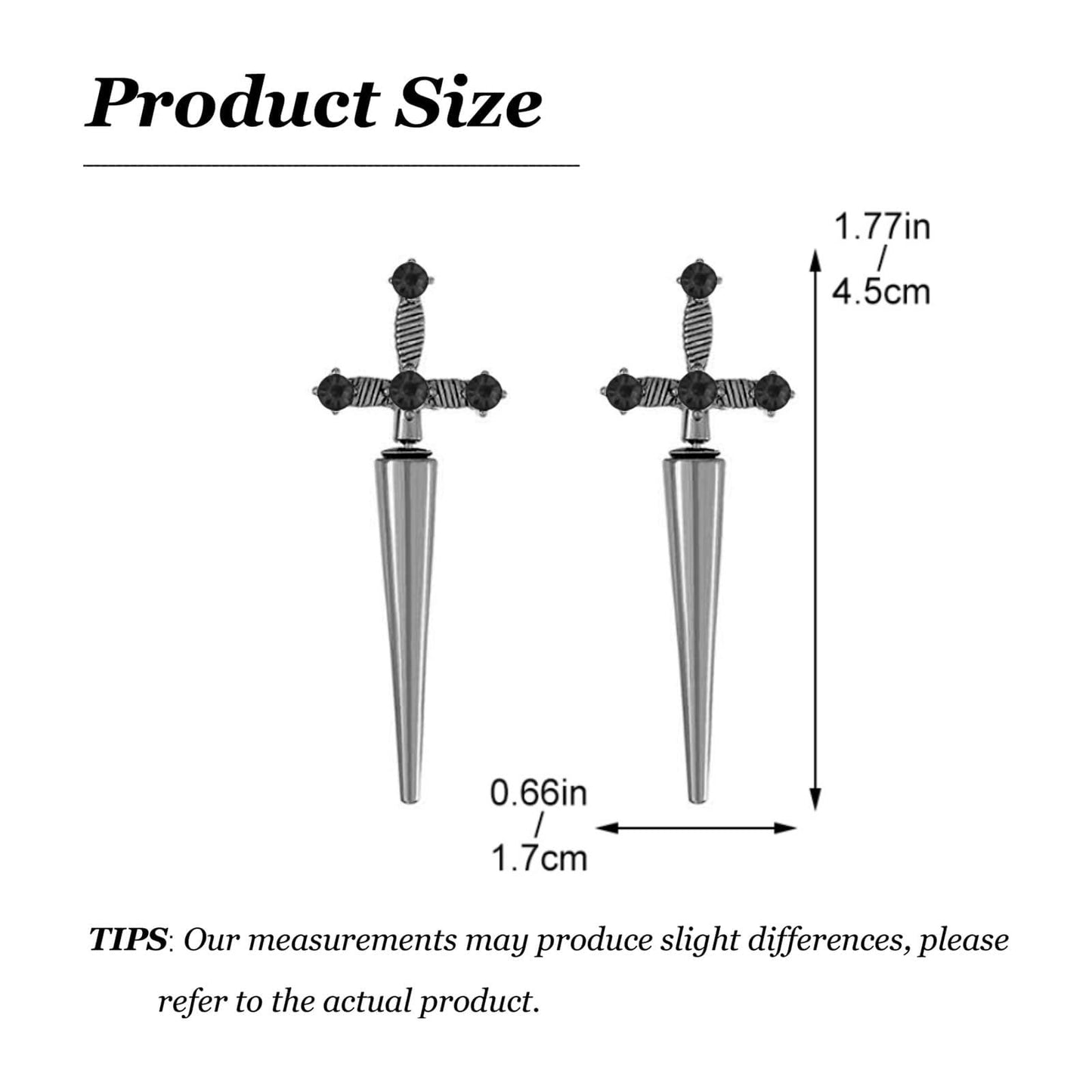 Gothic Jewelry Sword Earrings for Women Crystal Dagger Earrings Punk Style Sword Dangle Earring Halloween Costumes Accessories