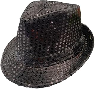 Zhzrche Sequin Hat Glitter Solid Color Dance Hat Western Retro Disco Cap Unisex Costume Cap for Women Men Party Supplies