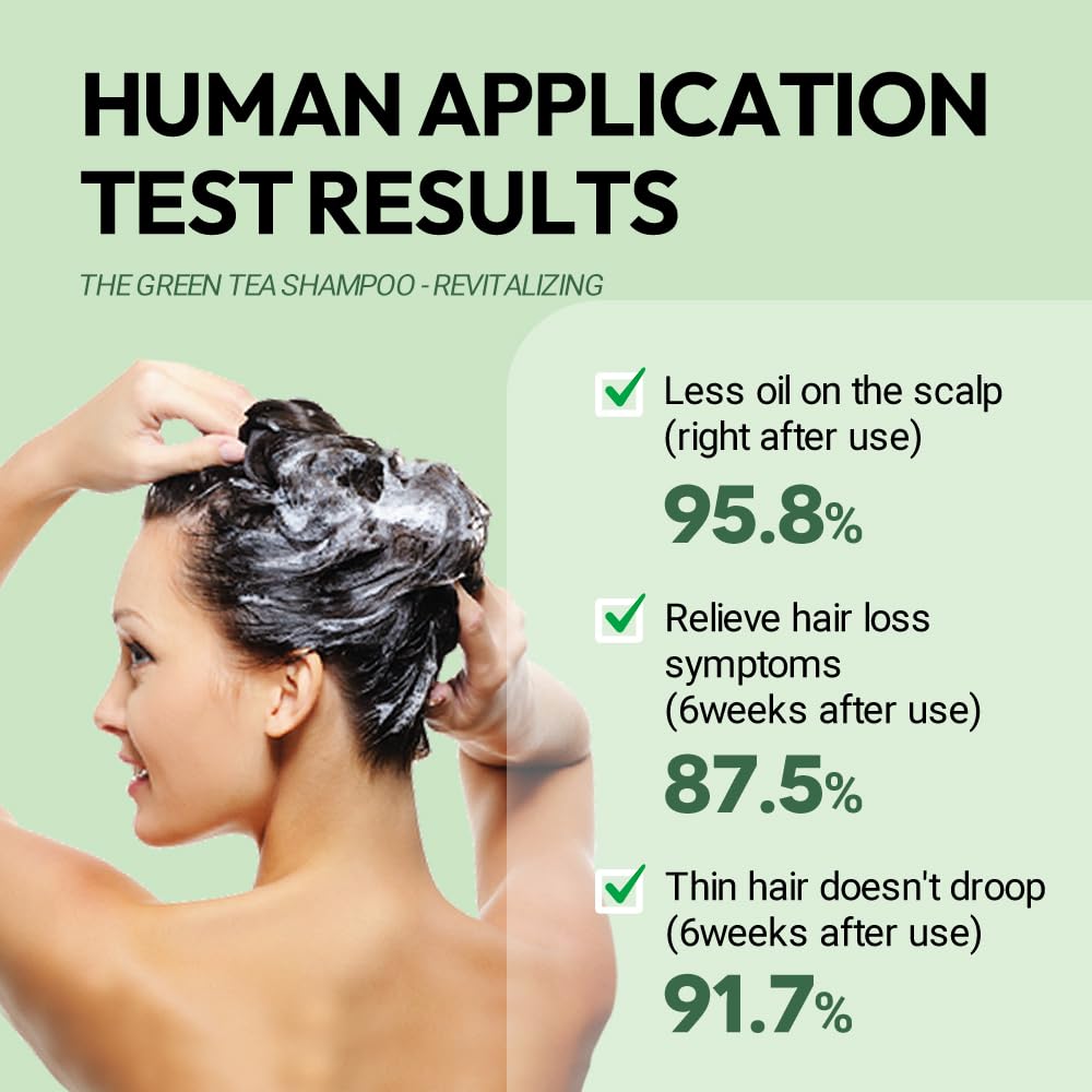 AMOS PROFESSIONAL The Green Tea Shampoo Refresh [For Oily Scalp] 17.6oz (500g) | Anti-Hair Loss Korean Hair Growth Shampoo for C