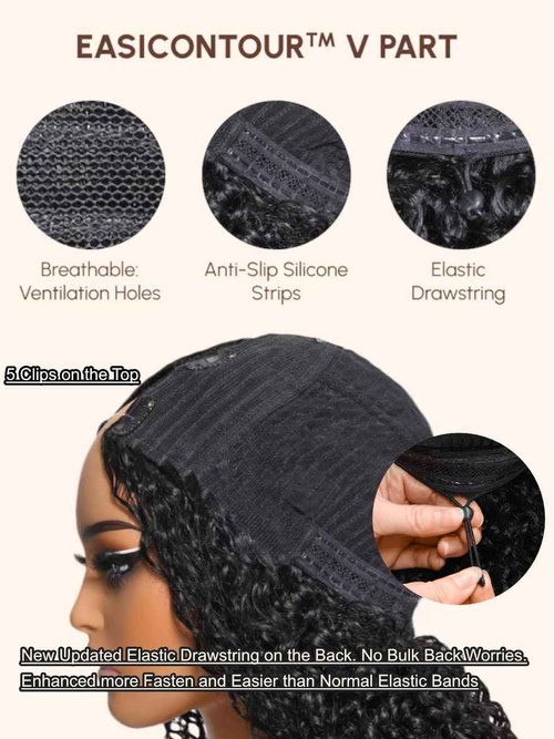 UNICE V Part Wigs Human Hair Yaki Straight Clip in Vpart Glueless Human Hair Wig No Sew in No Glue Ombre Chestnut Brown Beginner Friendly 150% Density 18 inch