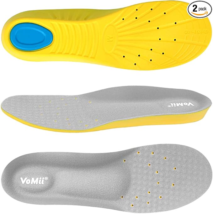 VoMii Unisex Shoe Insoles for Men and Women, Memory Foam, High Arch Support, Plantar Fasciitis Relief, Shock Absorption, 100% Risk Free Purchase