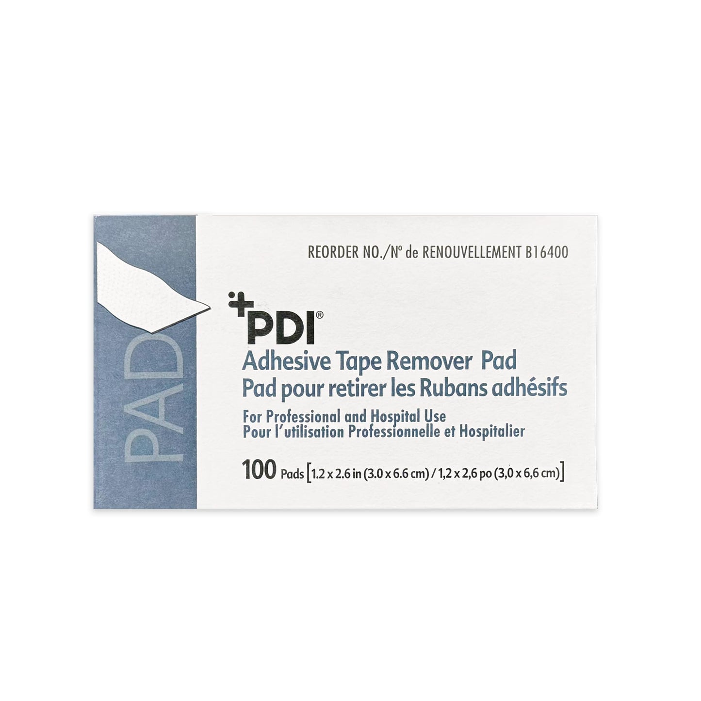 PDI Healthcare B16400 Adhesive Tape Remover Pad, 1.2" Width, 2.6" Length, Pack of 100