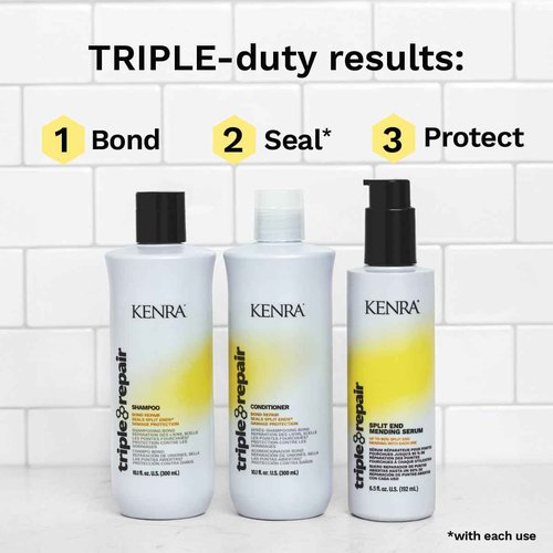Kenra Professional Triple Repair Shampoo & Conditioner Set | Targets & Repairs Weak or Broken Bonds | Split Ends | Damaged Hair | Bond Builder | Sulfate-Free | Liter Duo