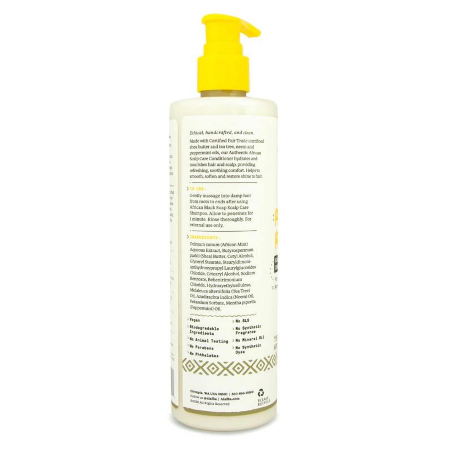 Alaffia Hair Care, Authentic African Black Soap Scalp Care Conditioner, Soothing Tea Tree & Mint - 12 Fl Oz