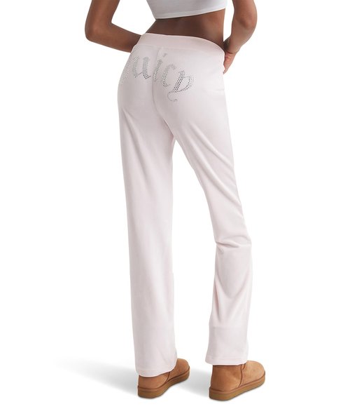 Juicy Couture Women's Rib Waist Velour Pants with Drawcord, Soft Glow