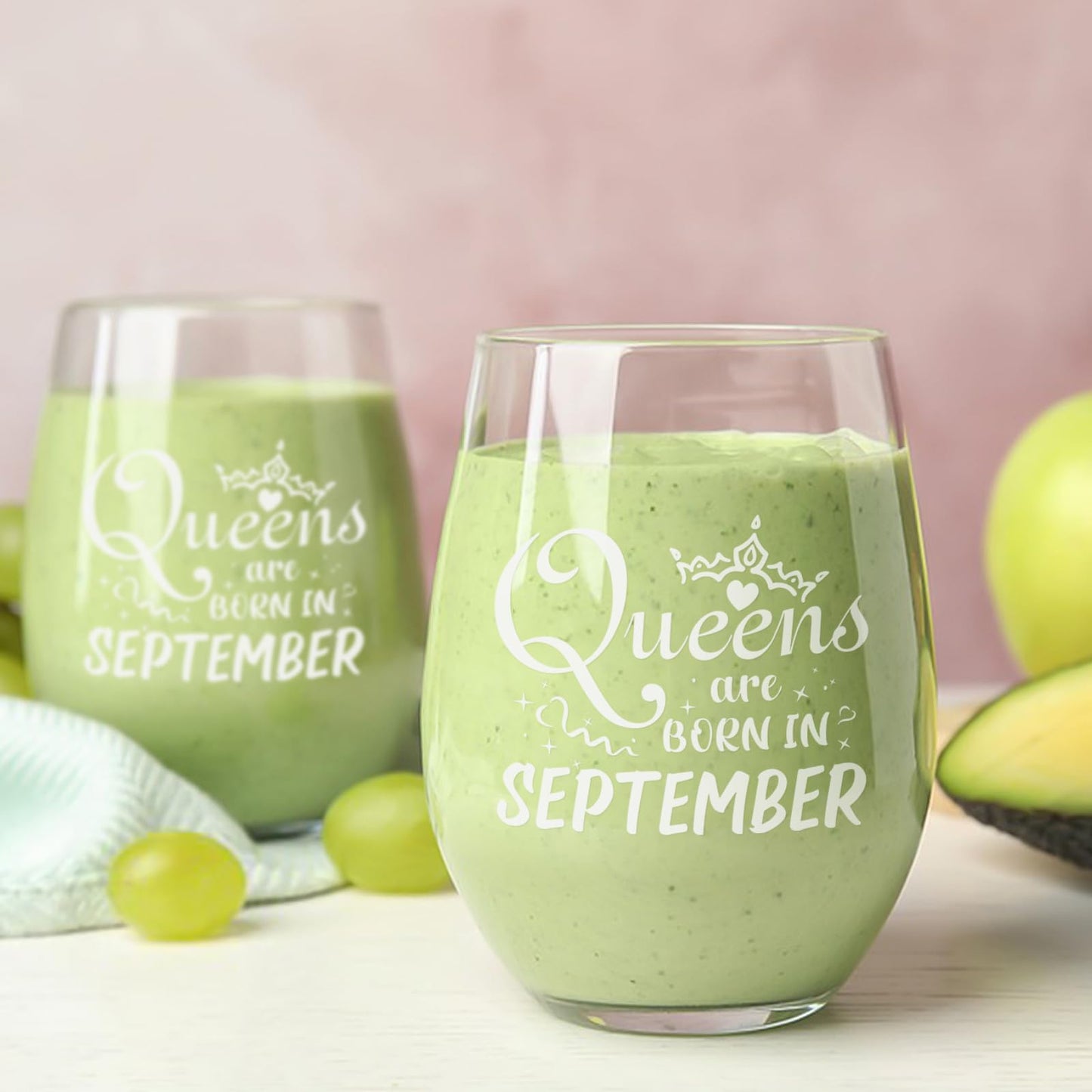 Futtumy Birthday Gifts for Women, Queens Are Born in September Wine Glass, Funny September Birthday Gifts for Daughter Mom Her Wife Sister Friend Girlfriend, Virgo Libra Presents for Women, 17oz/500ml