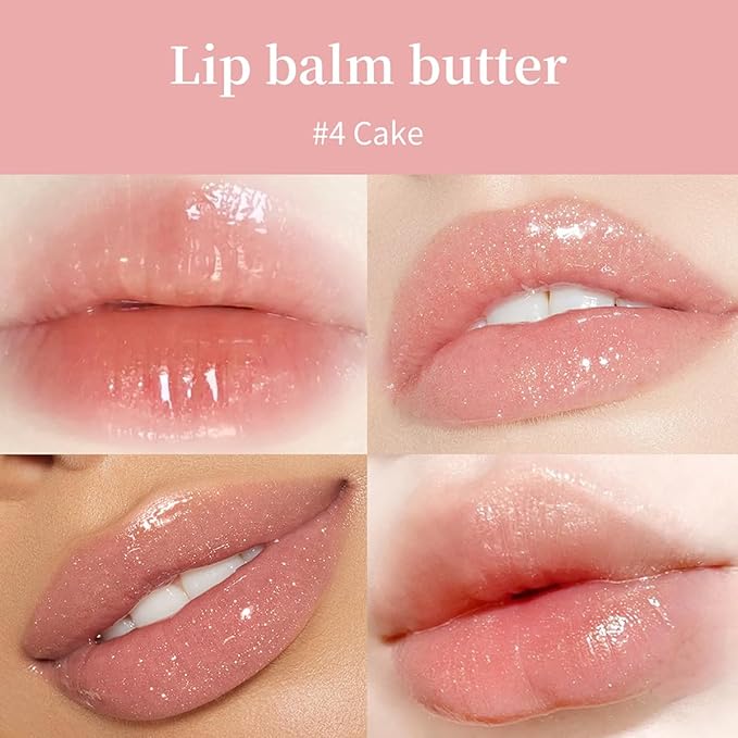4 Flavors Lip Glossy Butter Balm Lip Tint Hydrating Lip Gloss Ultra-Hydrating & Nourishing Lip Care with Natural Ingredients (04# Coke)