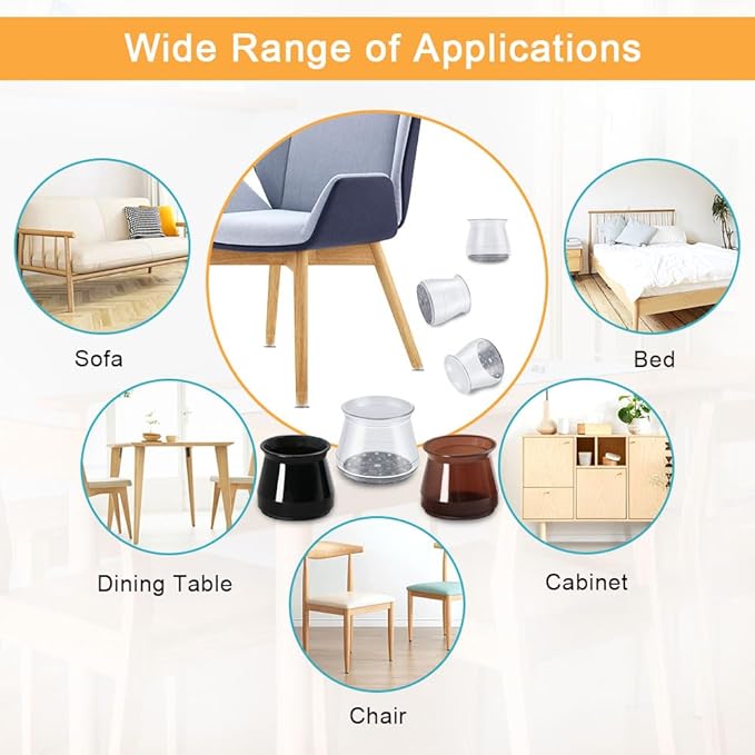32 Pcs Chair Leg Floor Protectors - Silicone Felt Pads, Scratch-Proof & Noise-Free, Easy Smooth Moving, Small Size (Fits Round Chair Legs: 5/16" to 1-5/16" Diameter)