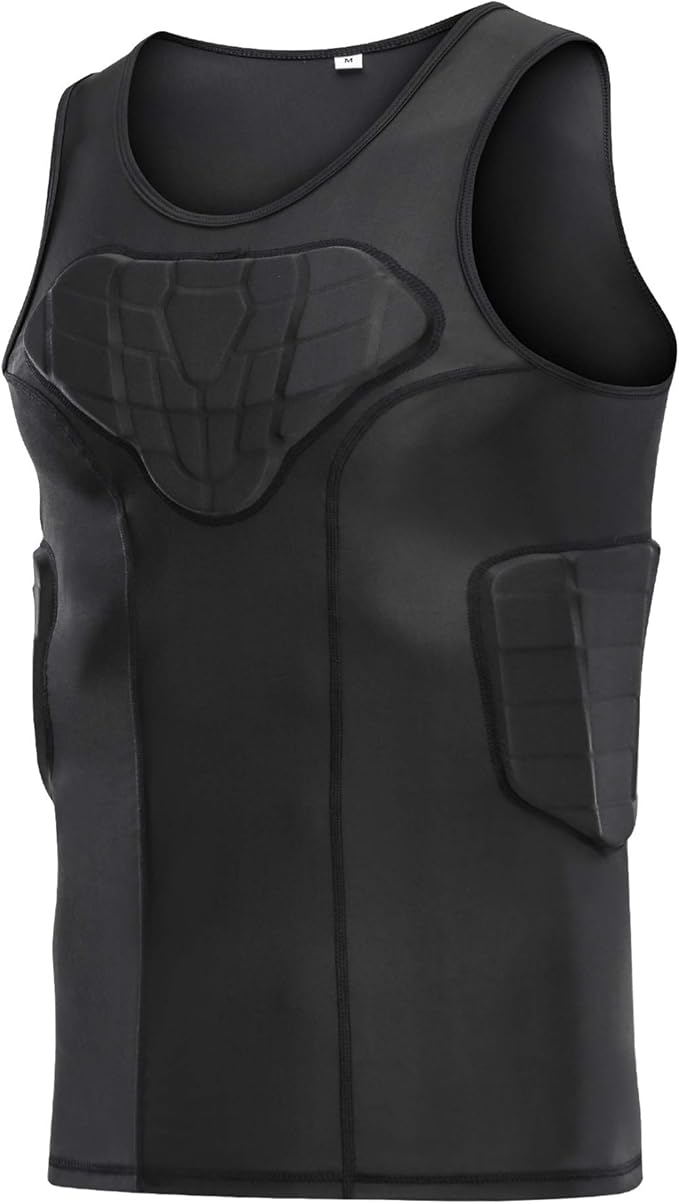 DGXINJUN Men Padded Chest Rib Protector Vest 4-Pads Shirt for Adult Football Baseball Softball Rugby Basketball