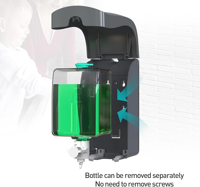 Hand Press Foaming Soap Dispenser, 35oz (1000ml) Refillable Wall Mount Soap Dispenser, Durable ABS Plastic, for Commercial & Home, Semi-Transparent Black, CHUANGDIAN
