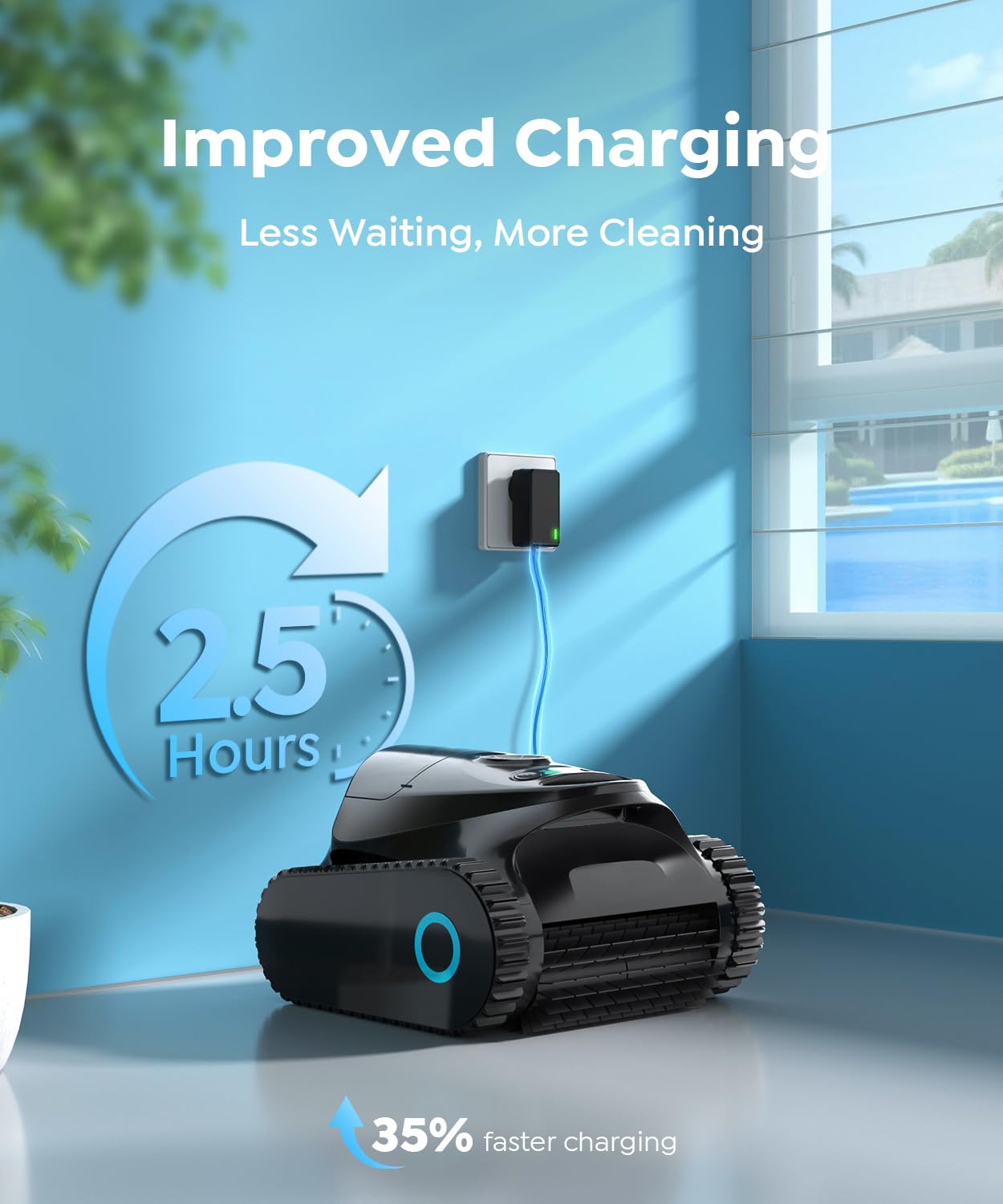 C1 Robotic Pool Cleaner with 180 Mins, Pool Vacuum for Inground Ground Pools up to 1615 sq.ft, Smart Routing, Wall Climbing, Dual Filtration, with APP, Multi-Mode Cleaning (Onyx)