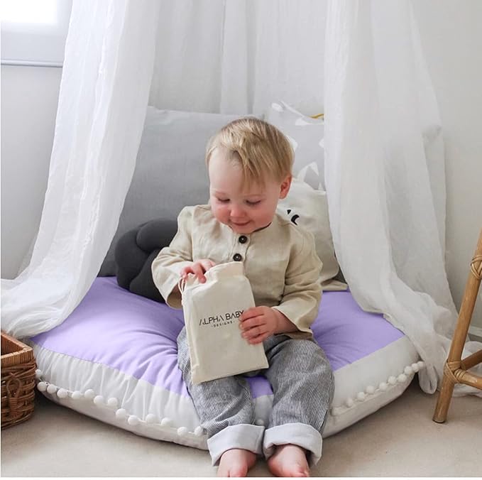 Kishome Large Floor Pillow Kids Round Floor Cushion Seating, 35 inches Big Circle Pillow, Round Floor Pillows Seating for Children, Oversized Mat for Reading Nook Teepee Playroom Nursery, Purple