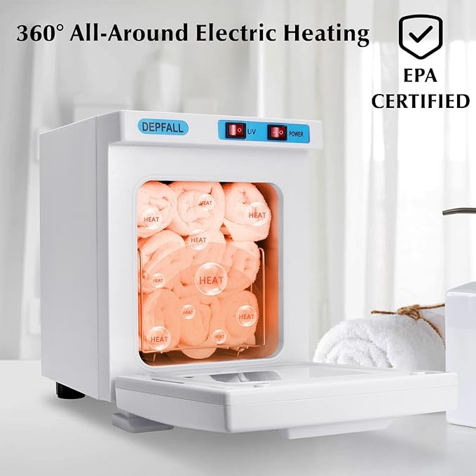 Mini Hot Towel Warmer, 5L Small Hot Towels Cabinet, 2-in-1 Spa Towel Warmers for Facials, Bathroom, Barber, Salon, Esthetician, Beauty, Upgrade Fast Heating Aluminum Interior, White