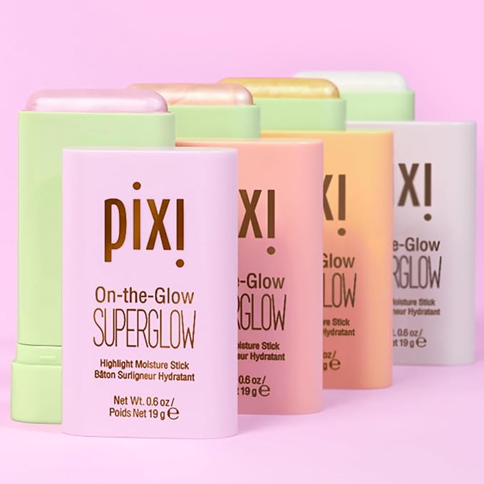 Pixi On-the-Glow SuperGlow | Shade IcePearl | Hydrating Highlighter Stick with Ginseng, Aloe Vera & Fruit Extracts | For Cheeks & Brow Bones | 19g / 0.6oz | Paraben-Free Luminous Natural Highlight