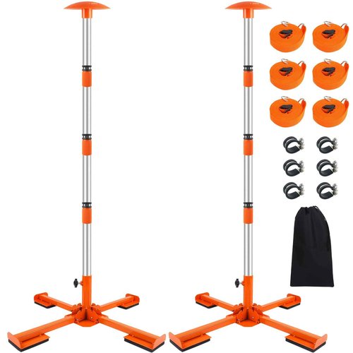 VEITHI Boat Cover Support Poles Heavy Duty 2 Pack,21” to 58” Aluminum Pontoon Telescoping Boat Cover Support System with Metal Cross Base and Adjustable Strap - Orange
